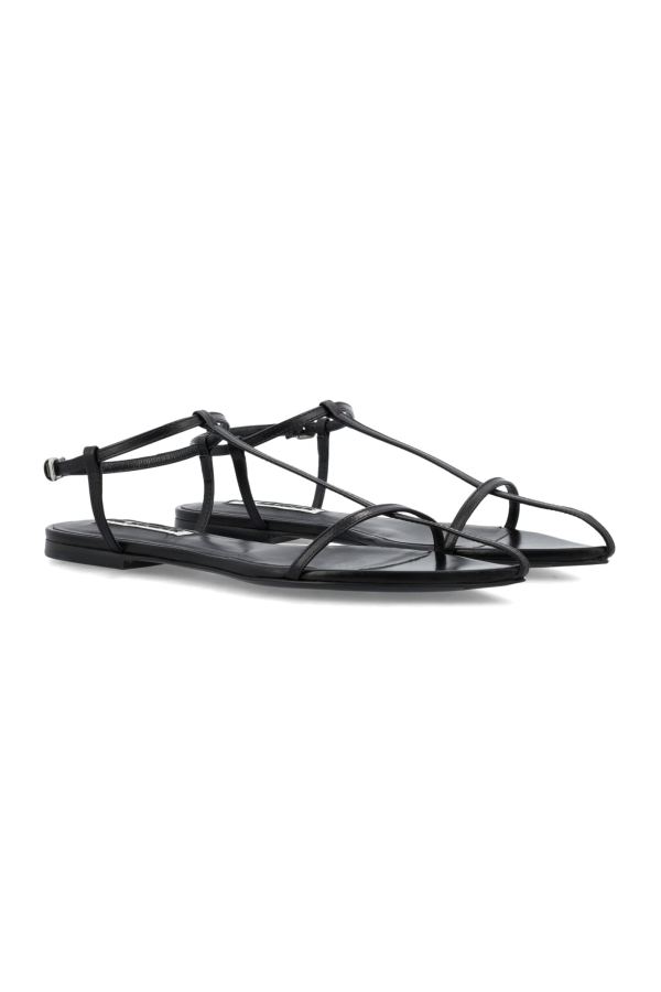 Jil Sander Leather Pointed Flat Sandals - Black