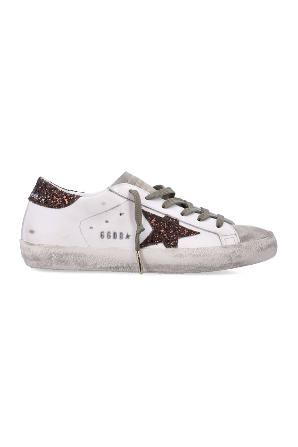 Golden Goose Super-Star Glitter Star Sneakers - Milk + Brown Glitter