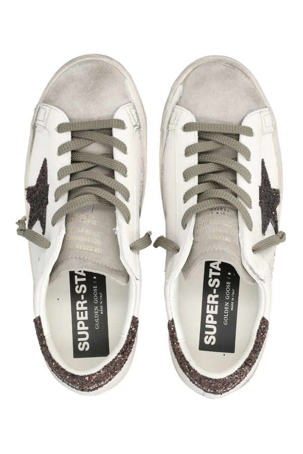 Golden Goose Super-Star Glitter Star Sneakers - Milk + Brown Glitter