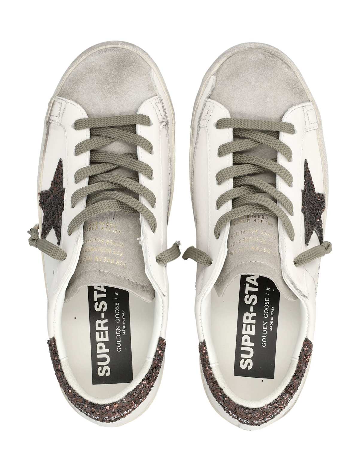Golden Goose Super-Star Glitter Star Sneakers - Milk + Brown Glitter - Image 2 of 4