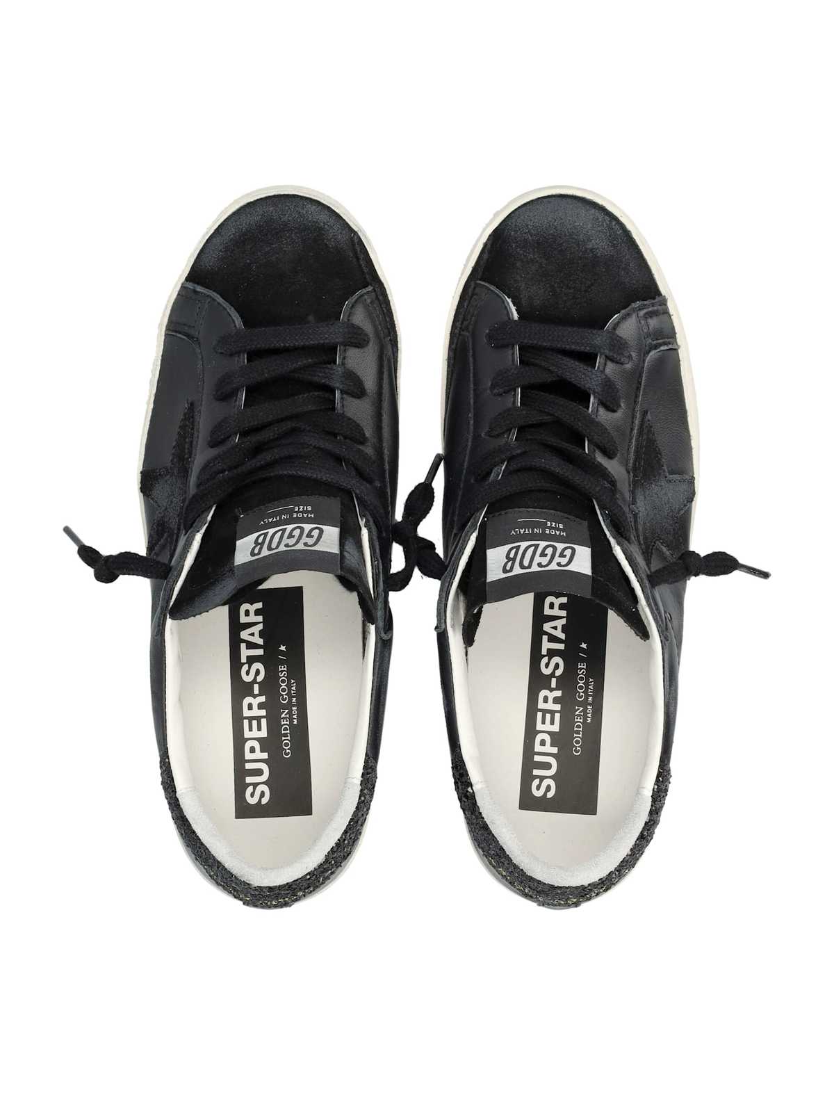 Golden Goose Super-star Leather & Suede Sneakers - Black - Image 2 of 4