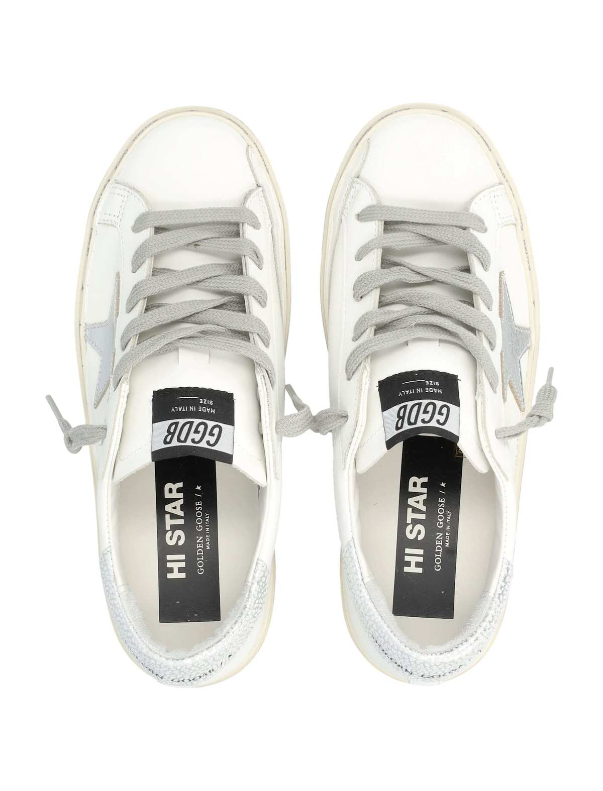 Golden Goose Hi Star Leather Sneakers - White Silver - Image 2 of 4