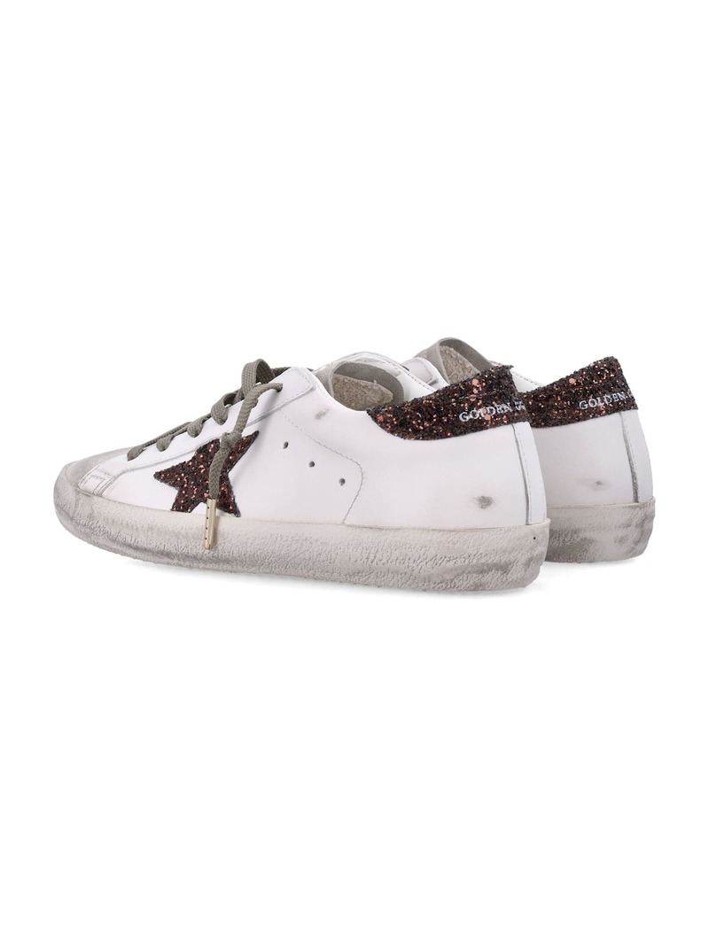 Golden Goose Super-star Glitter Star Sneakers - Milk + Brown Glitter