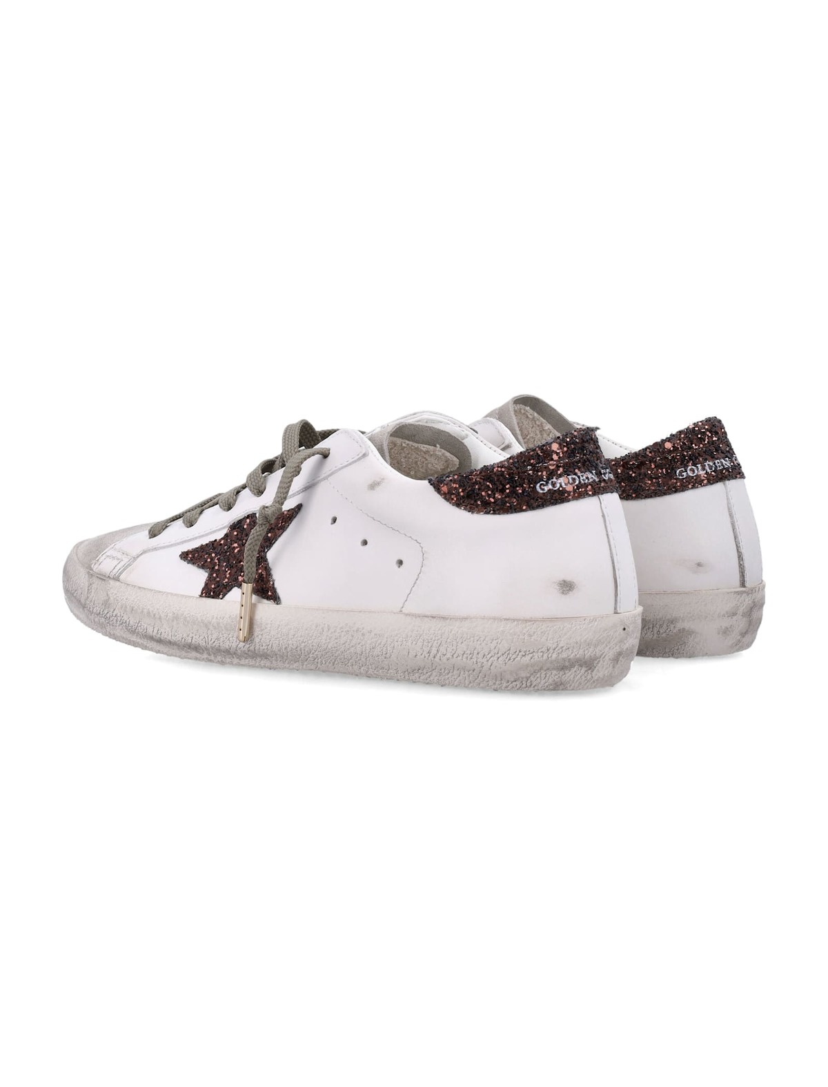 Golden Goose Super-star Glitter Star Sneakers - Milk + Brown Glitter - Image 4 of 4