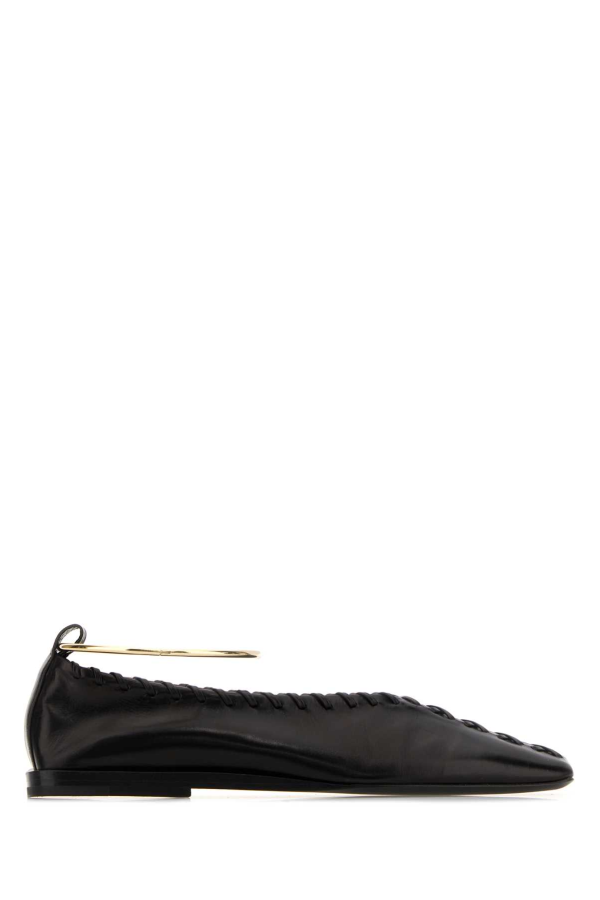 Jil Sander Leather Ring Ballerinas - Black/Gold