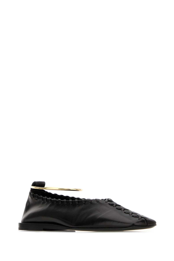Jil Sander Leather Ring Ballerinas - Black/Gold