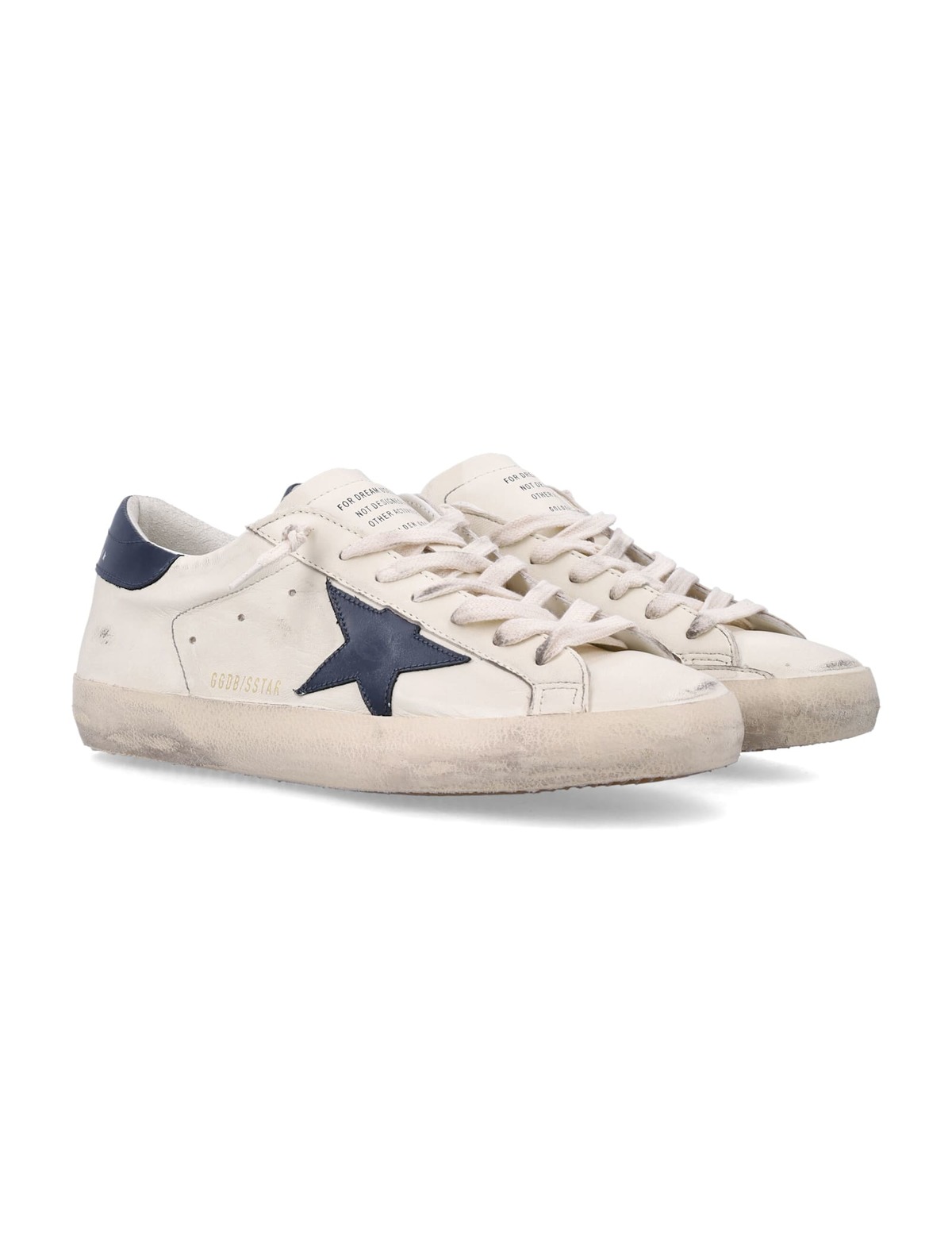 Golden Goose Leather Super-Star Classic Sneakers - Beige Night Blue - Image 3 of 4