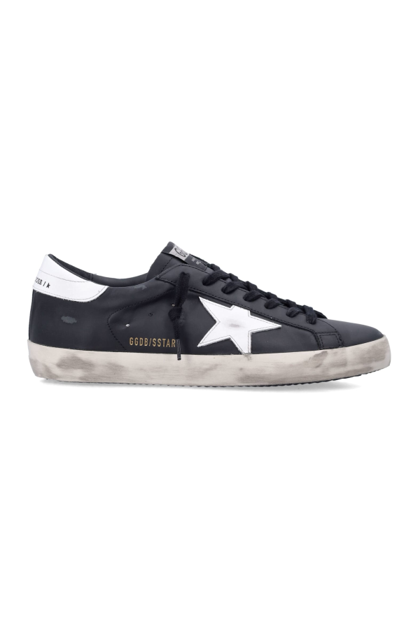 Golden Goose Super-Star Black Leather Sneakers With White Star - Black/White