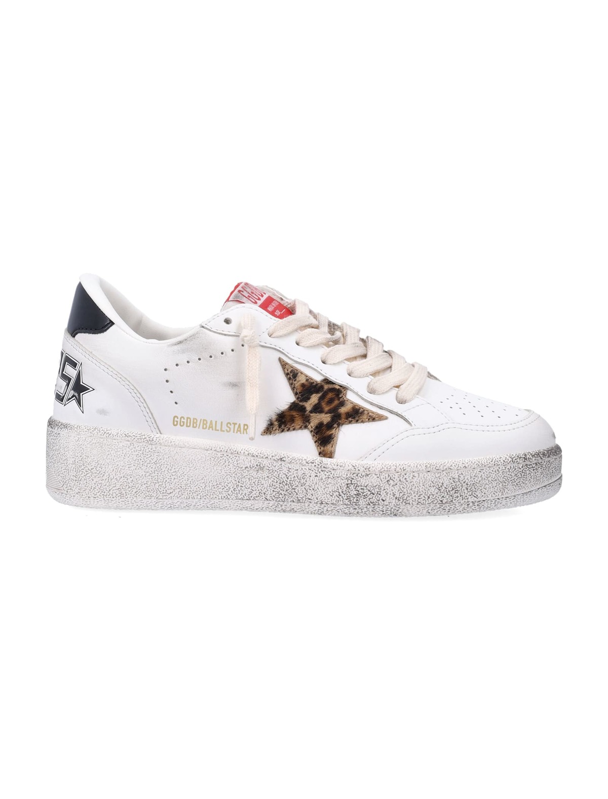 Golden Goose Ball Star White Sneakers With Leopard Pony Star - White Leo - Image 1 of 4