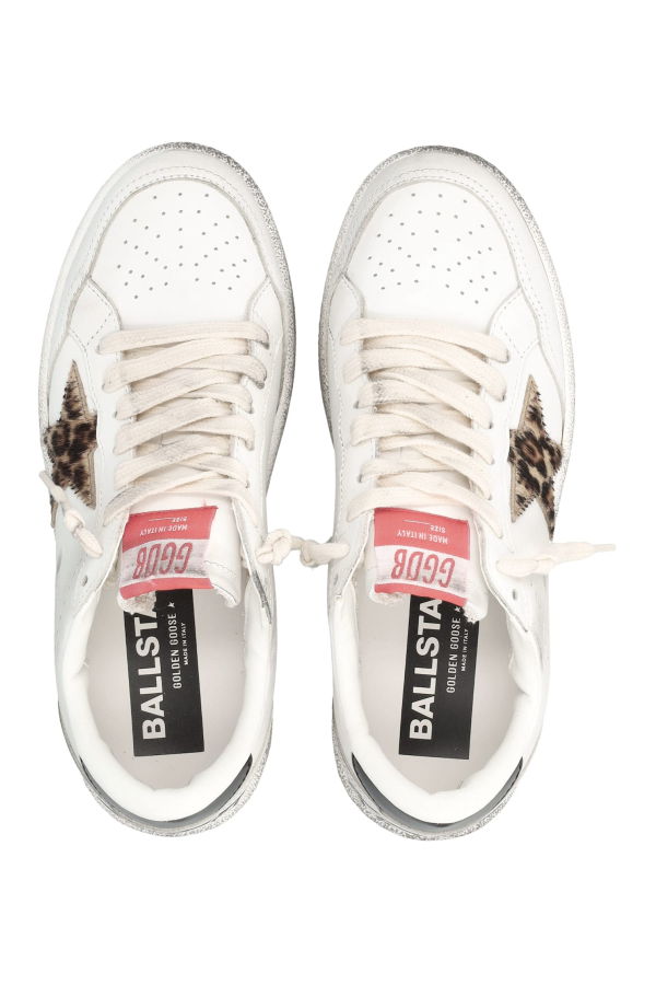 Golden Goose Ball Star White Sneakers With Leopard Pony Star - White Leo