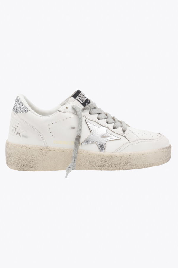 Golden Goose Ballstar 2 Leather Sneakers - White/Silver