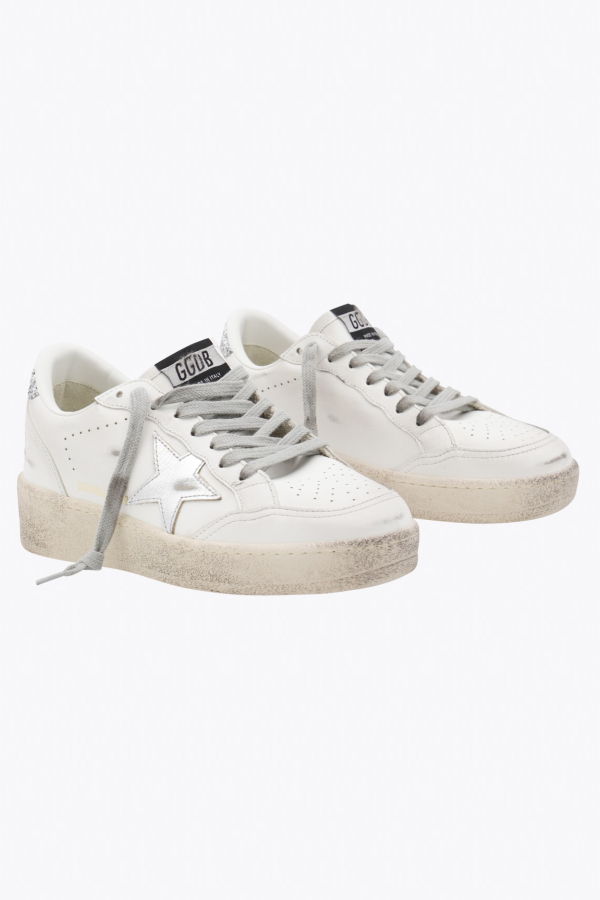 Golden Goose Ballstar 2 Leather Sneakers - White/Silver