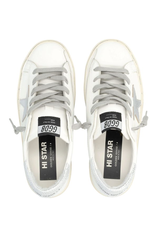 Golden Goose Hi Star Leather Sneakers - White/Silver