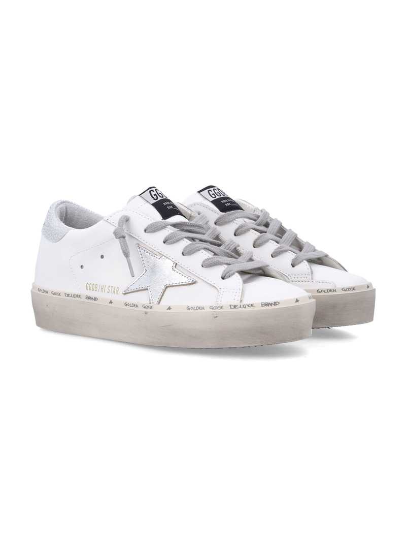 Golden Goose Hi Star Leather Sneakers - White/Silver