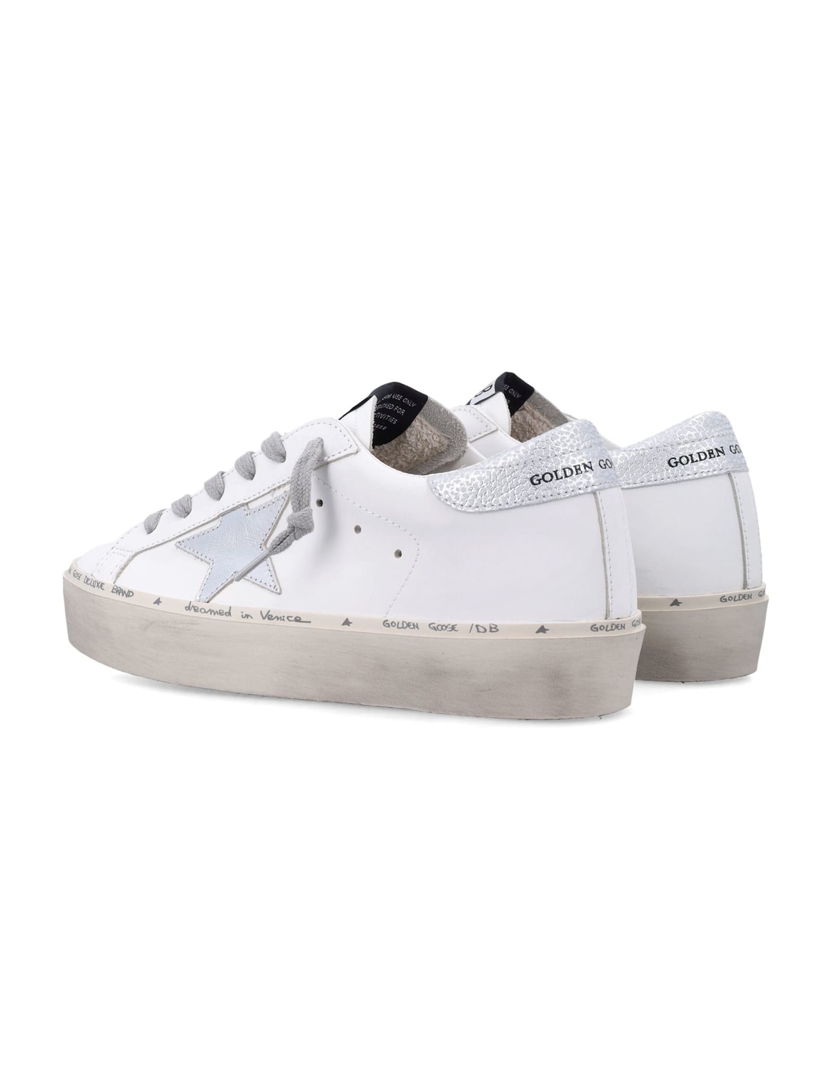 Golden Goose Hi Star Leather Sneakers - White/Silver - Image 4 of 4