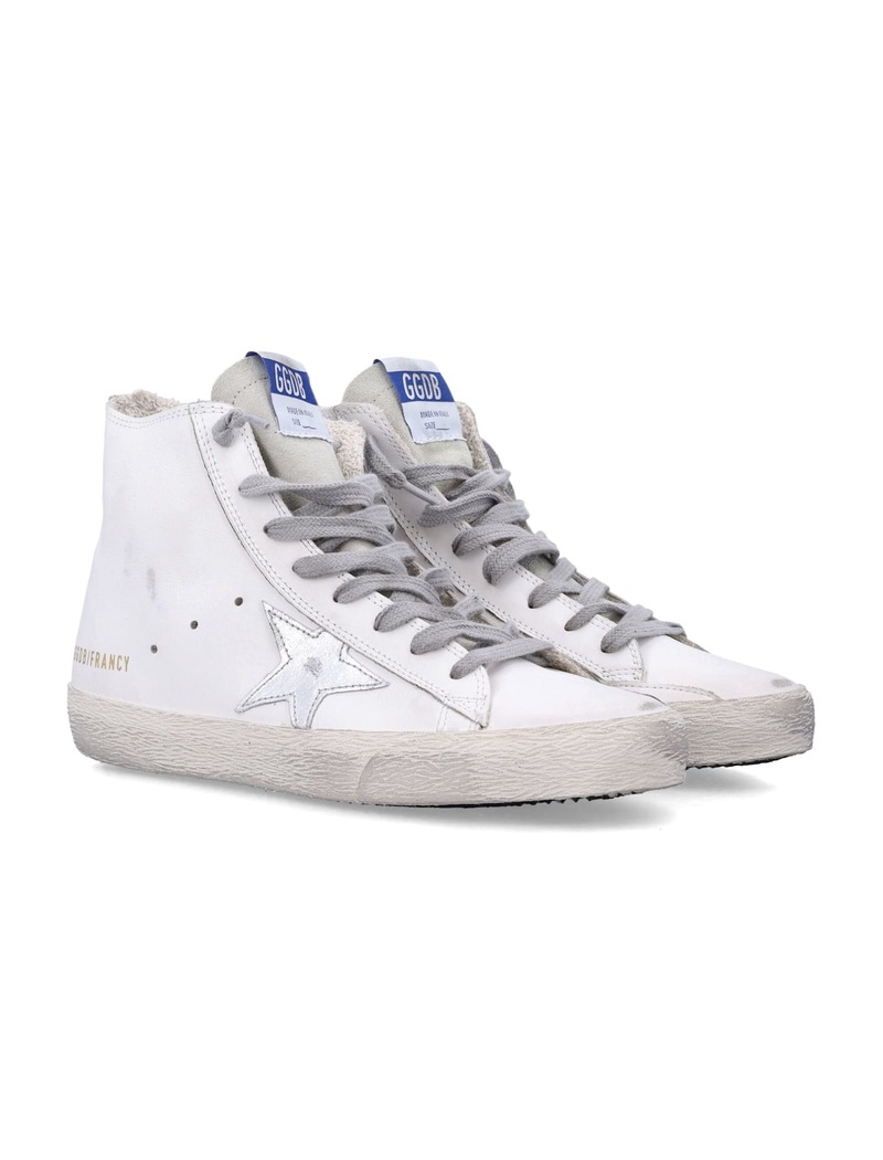 Golden Goose Francy Hi-Top Sneakers - White Silver