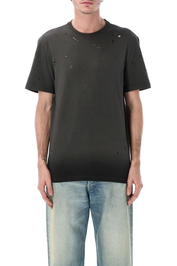 Golden Goose Distressed Heart T-Shirt - Antracite