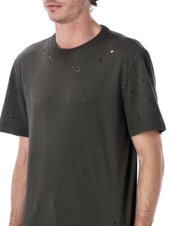 Golden Goose Distressed Heart T-Shirt - Antracite