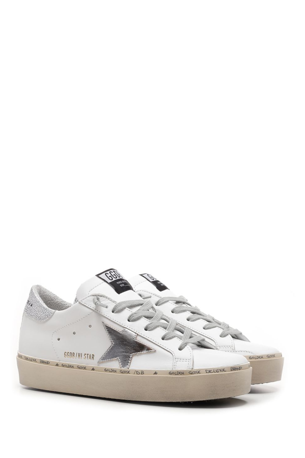 Golden Goose White and Silver Hi Star Sneakers