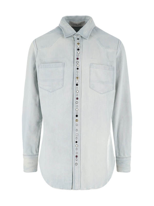 Golden Goose Denim Shirt With Studs Shirt - Blue