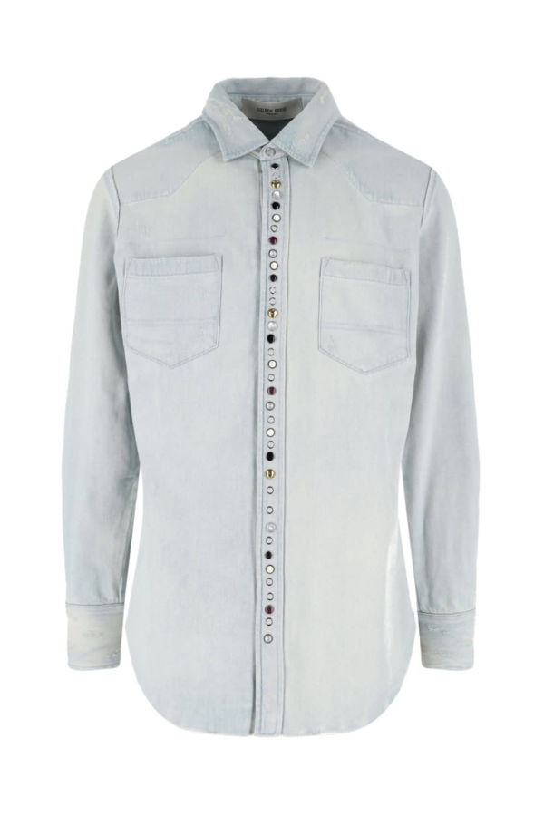 Golden Goose Denim Shirt With Studs Shirt - Blue