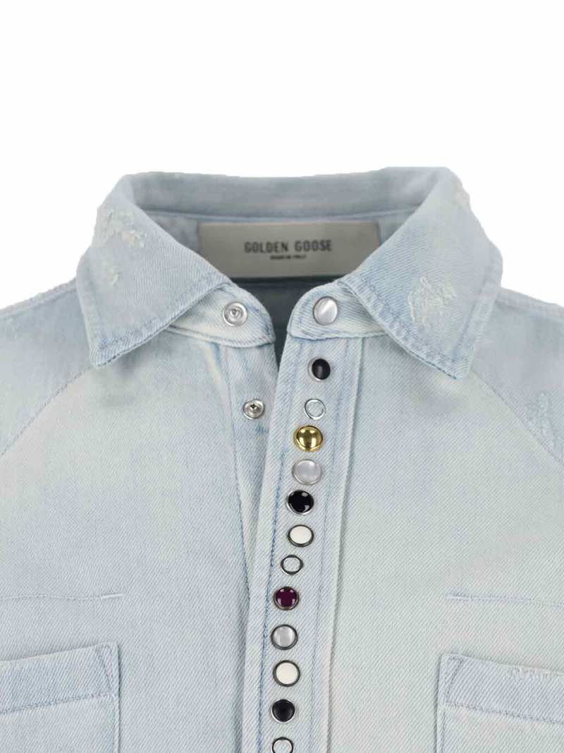 Golden Goose Denim Shirt With Studs Shirt - Blue