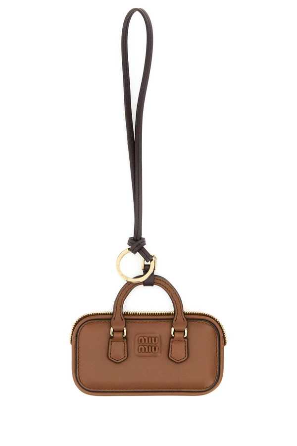 MIU MIU Caramel Leather Keyring - Cognac