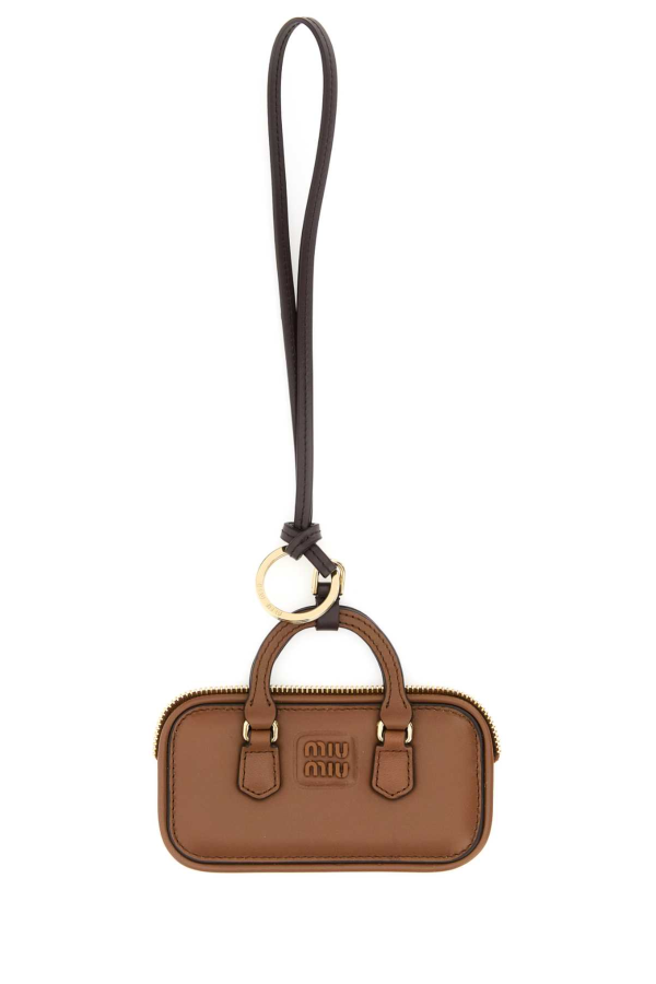 MIU MIU Caramel Leather Keyring - Cognac