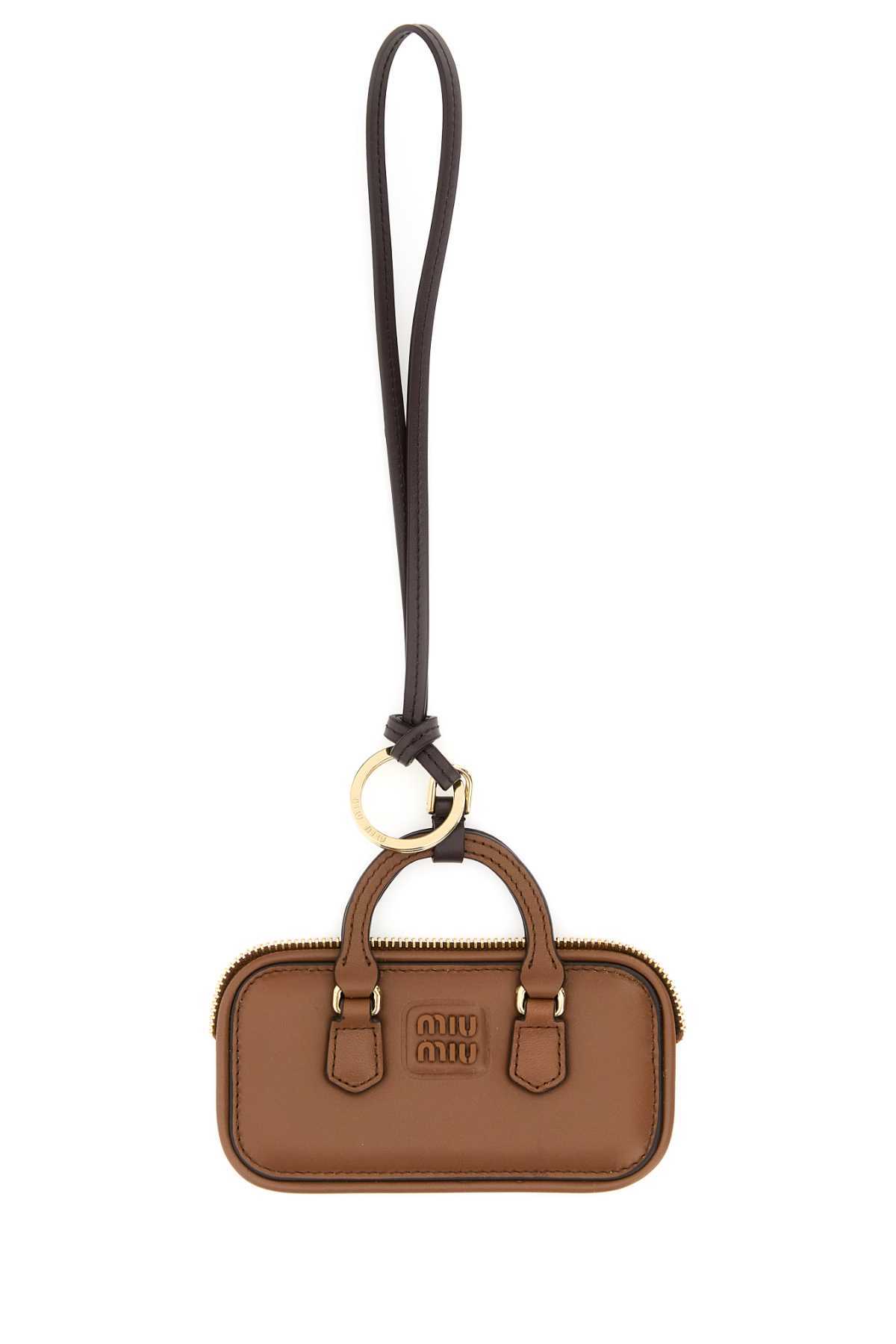 MIU MIU Caramel Leather Keyring - Cognac - Image 1 of 3