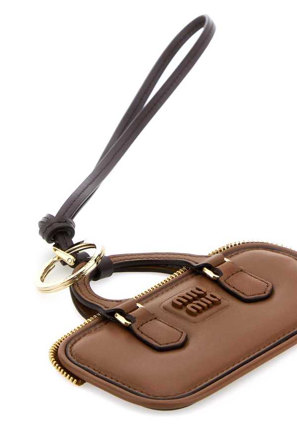 MIU MIU Caramel Leather Keyring - Cognac