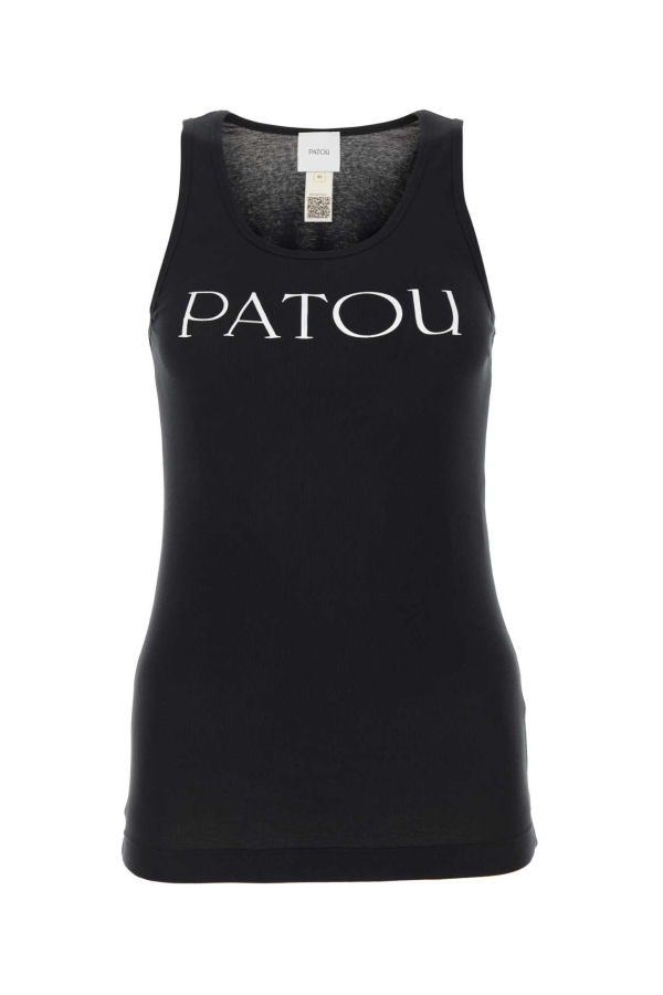 Patou Black Cotton Tank Top - Black