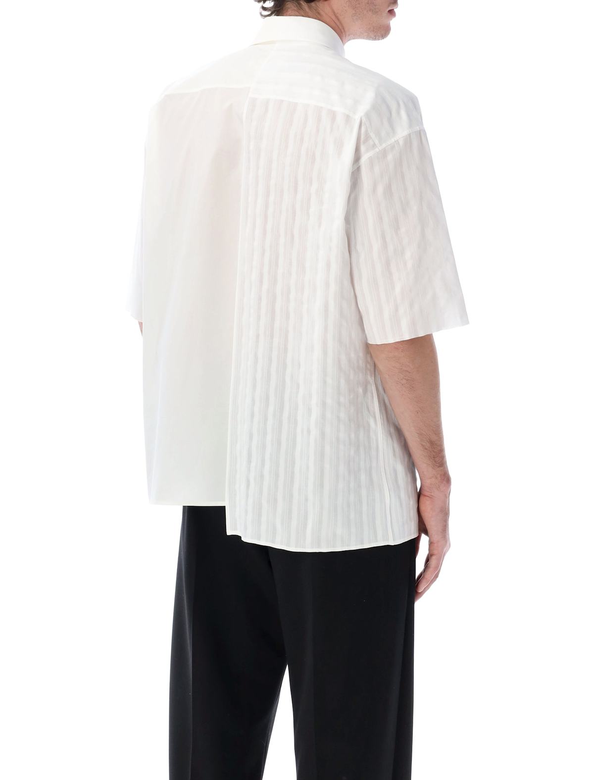 MM6 Maison Margiela Two-Tone Cotton Poplin Shirt - White + White Stripes - Image 2 of 3