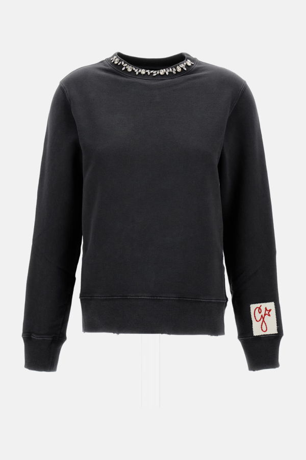 Golden Goose Crewneck Sweater With Crystals - Gray