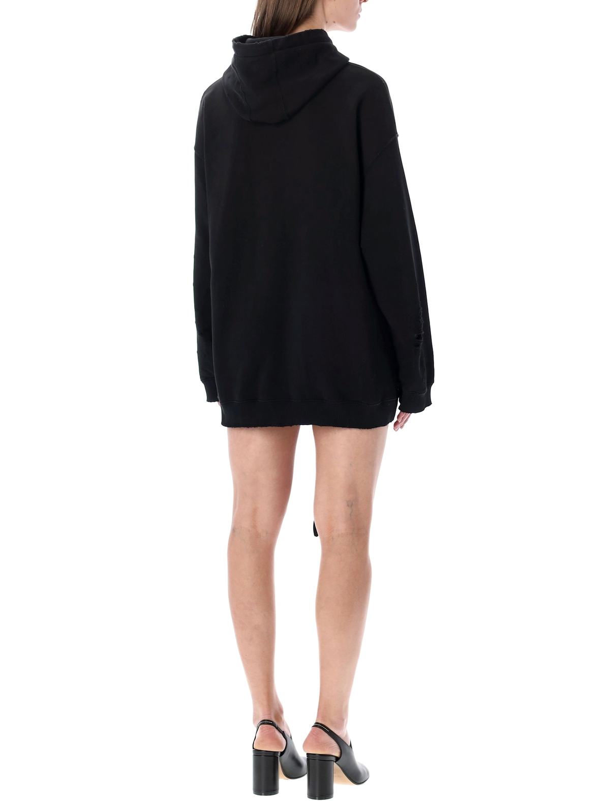 MM6 Maison Margiela Hooded Sweatdress With Gloves Dress - Black - Image 2 of 3