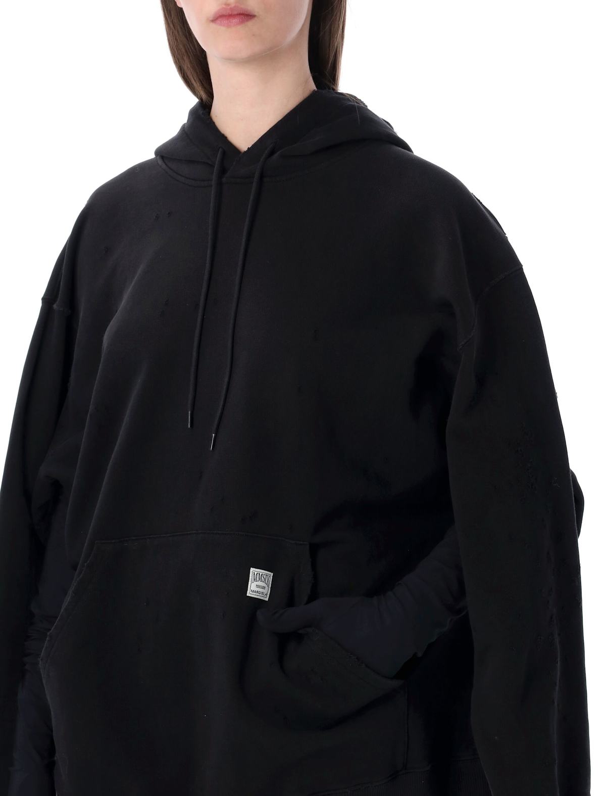 MM6 Maison Margiela Hooded Sweatdress With Gloves Dress - Black - Image 3 of 3