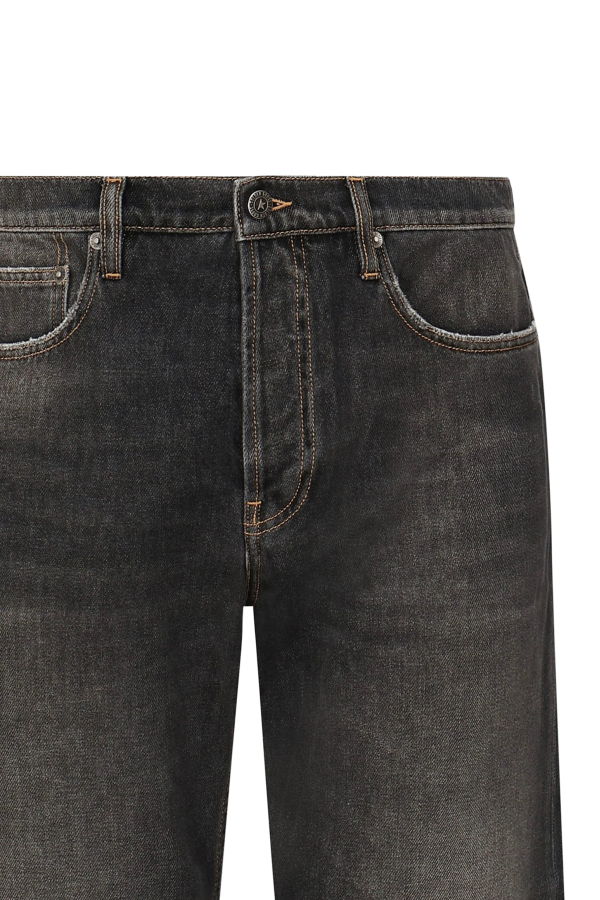 Golden Goose Cropped Jeans With Logo Application On The Back - Black