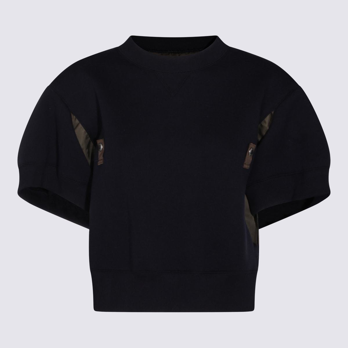 sacai Navy and Khaki Cotton Sweatshirt - Navy/Khaki - Image 1 of 3