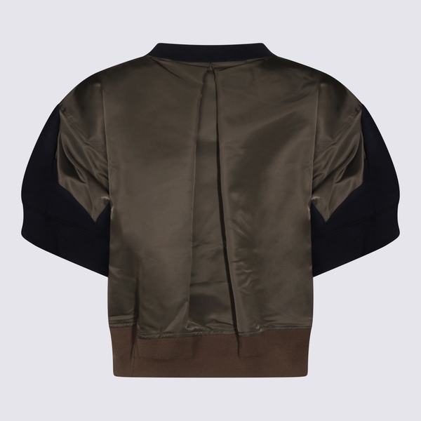 sacai Navy and Khaki Cotton Sweatshirt - Navy/Khaki