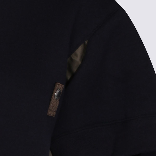 sacai Navy and Khaki Cotton Sweatshirt - Navy/Khaki