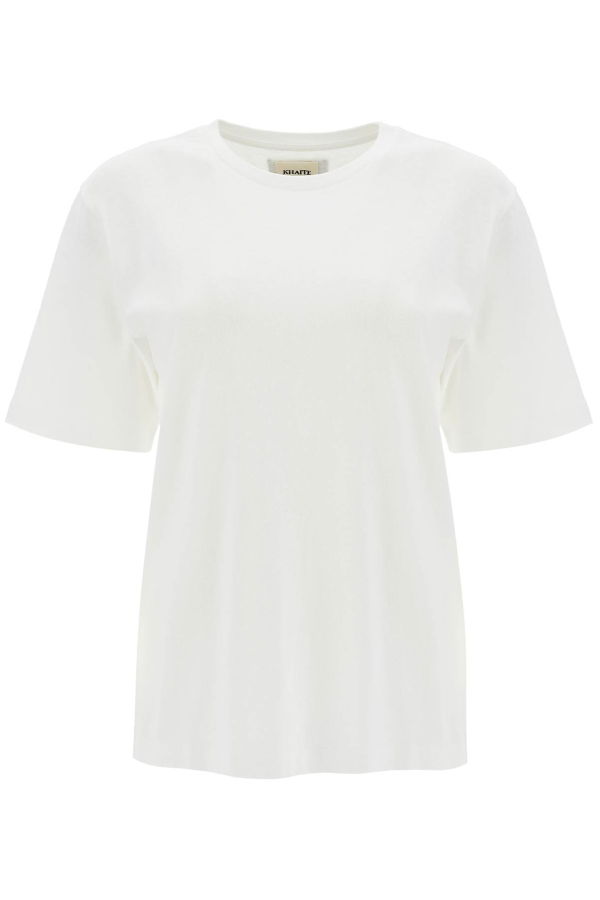 khaite Mae T-Shirt With Logo Patch Tee - White