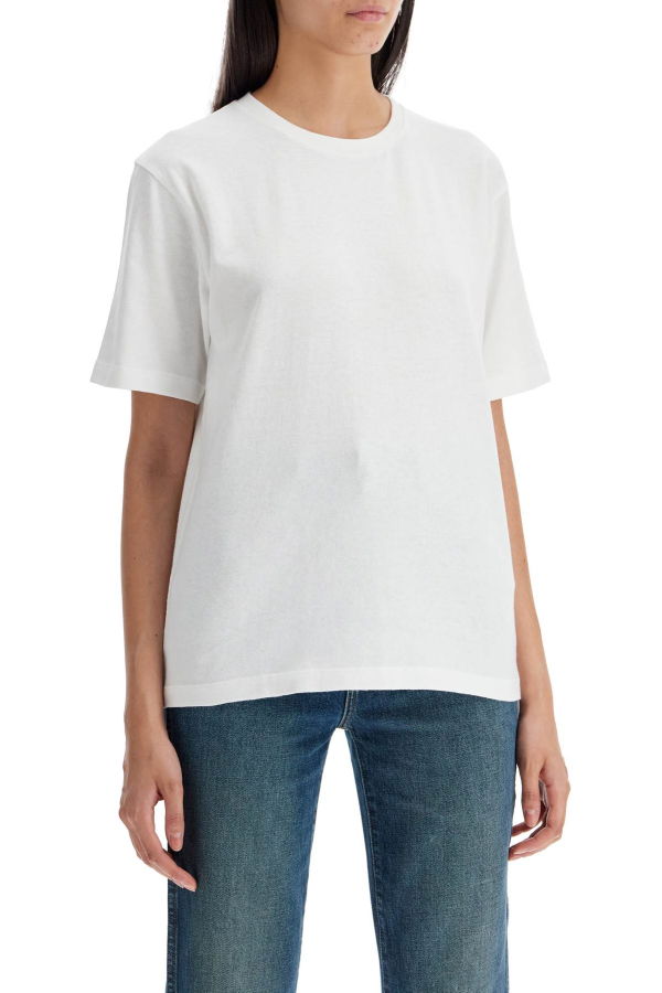 khaite Mae T-Shirt With Logo Patch Tee - White