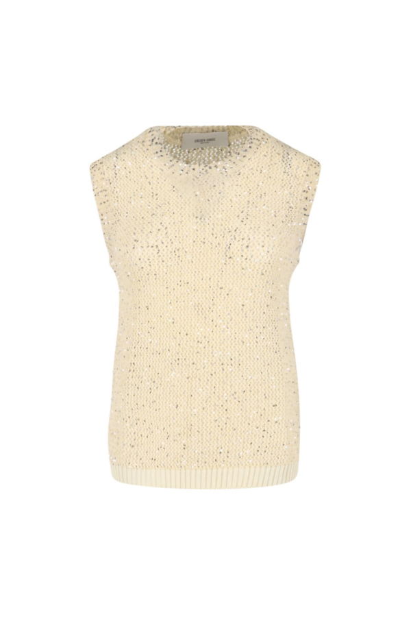Golden Goose Sequin Knit Tank Top - Heritage White