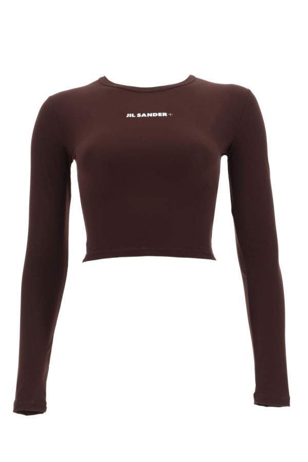 Jil Sander Cropped Top With Logo Top - Brown