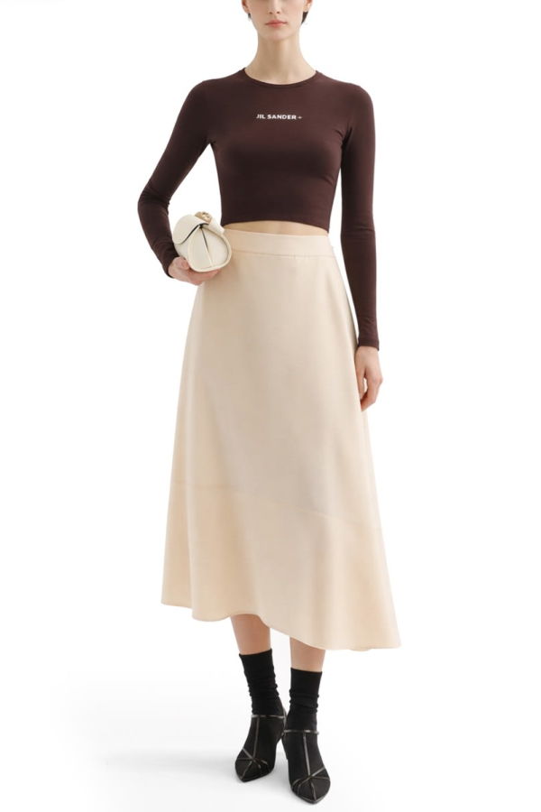 Jil Sander Cropped Top With Logo Top - Brown