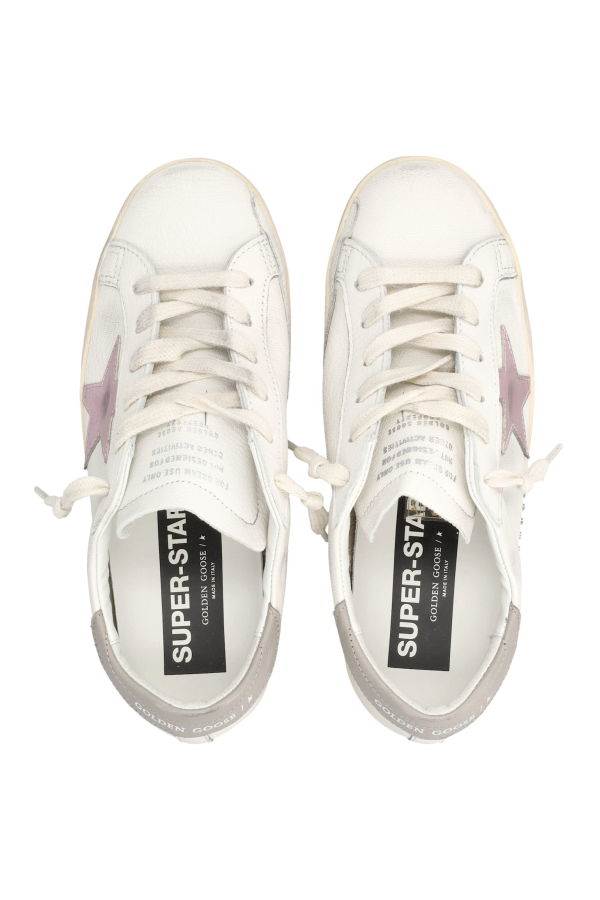 Golden Goose Super-Star White Nappa Sneakers With Pink Metallic Star - White/Pink/Grey