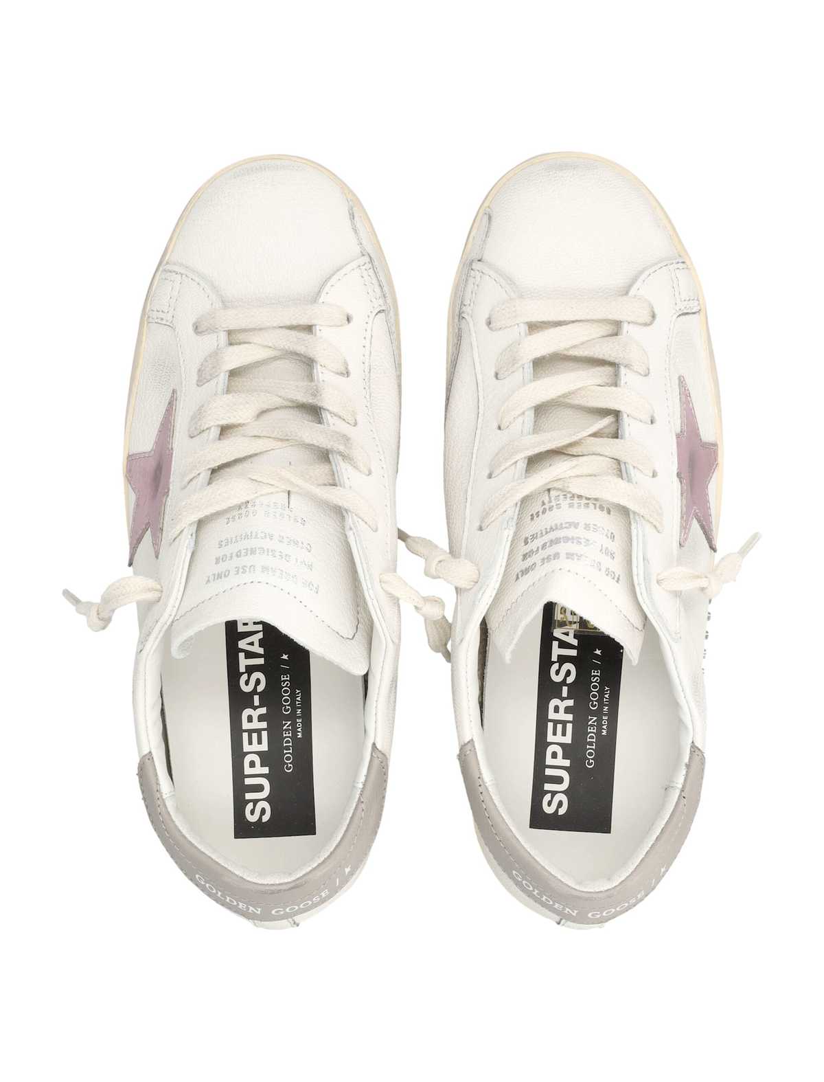 Golden Goose Super-Star White Nappa Sneakers With Pink Metallic Star - White/Pink/Grey - Image 2 of 4