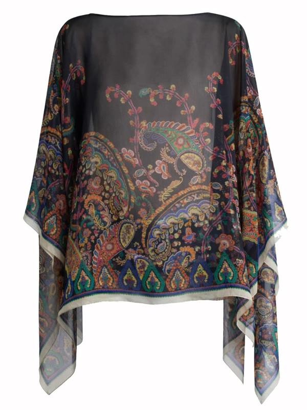 Etro Paisley Print Silk Poncho Top - Multicolour