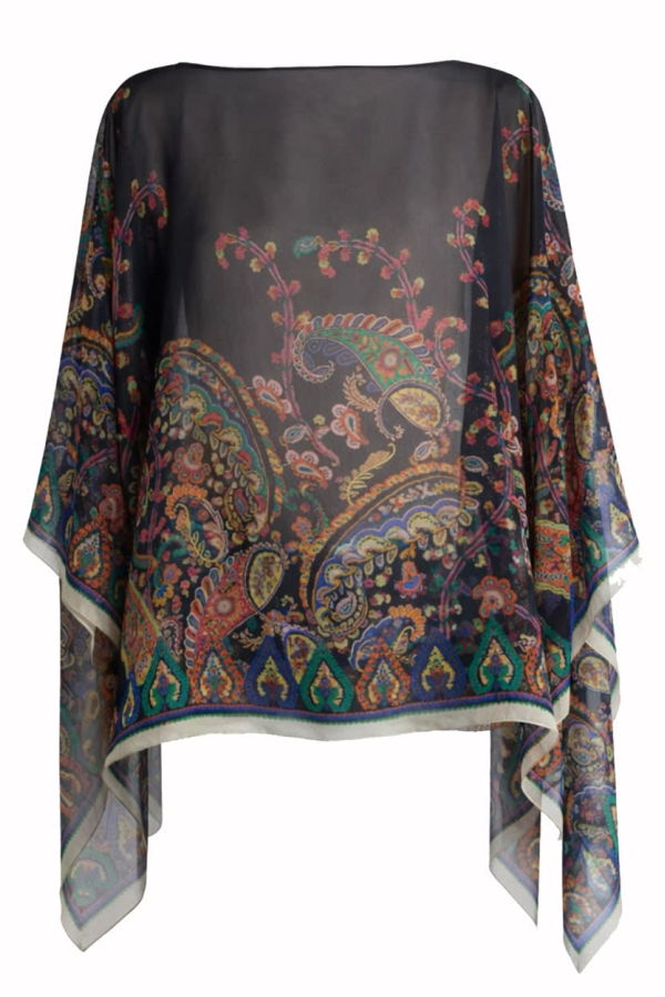 Etro Paisley Print Silk Poncho Top - Multicolour