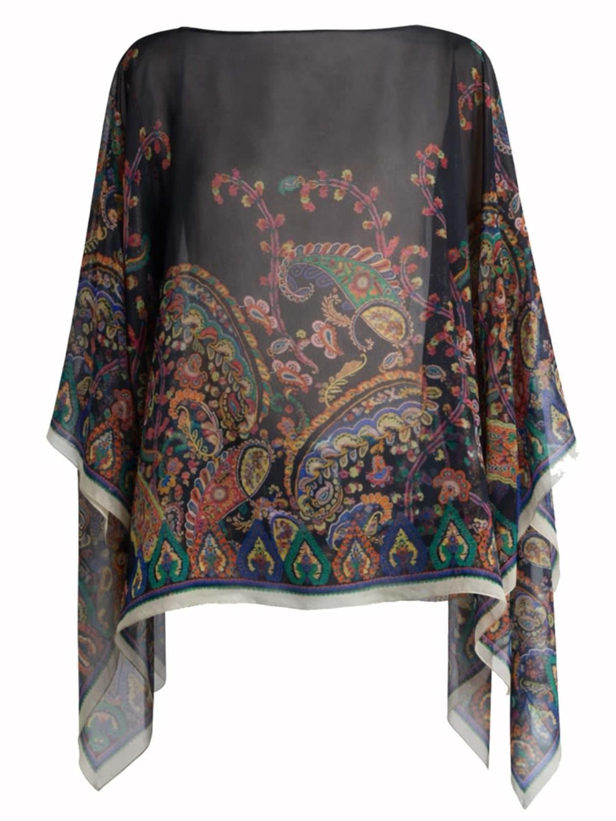 Etro Paisley Print Silk Poncho Top - Multicolour - Image 1 of 3