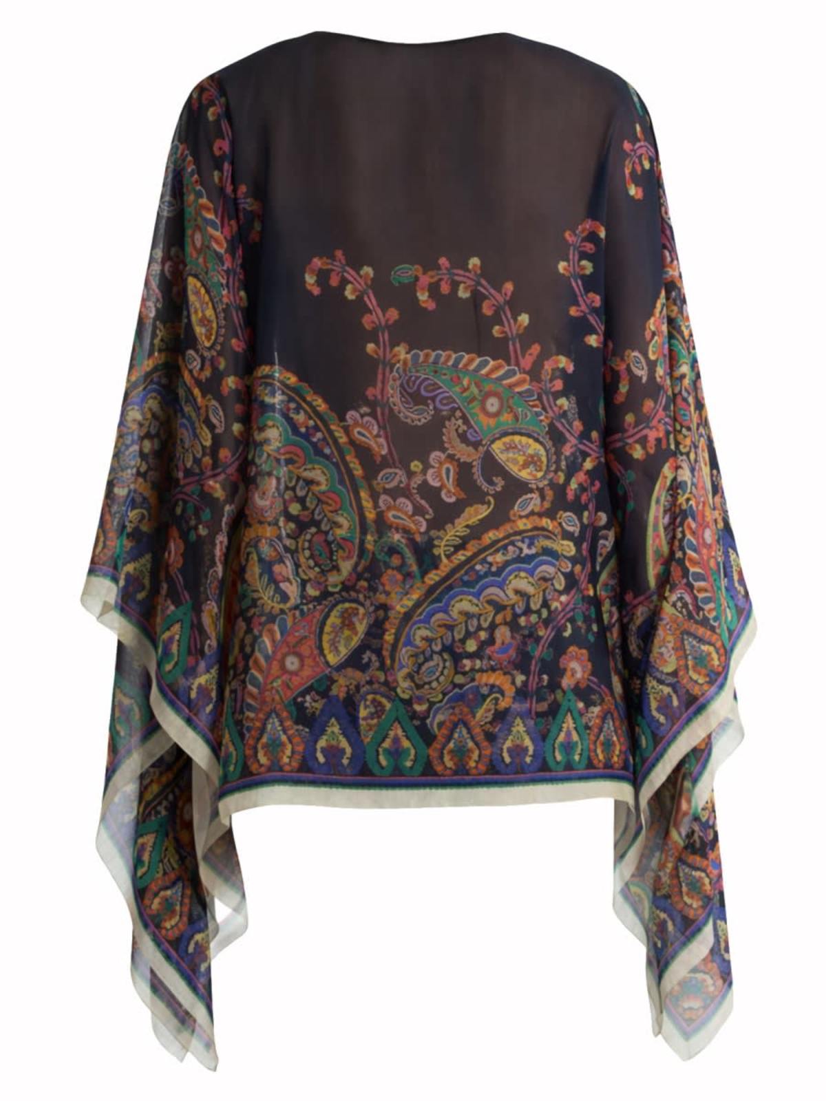 Etro Paisley Print Silk Poncho Top - Multicolour - Image 3 of 3
